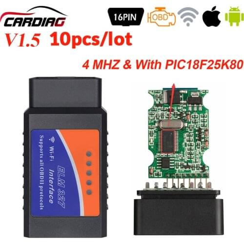 10pcs OBDII ElM327 V1.5 Bluetooth Car Diagnostic Tool V 1.5 OBD 2 elm 327 For Android/Wifi/Windows OBDII PIC18F25K80 Chip