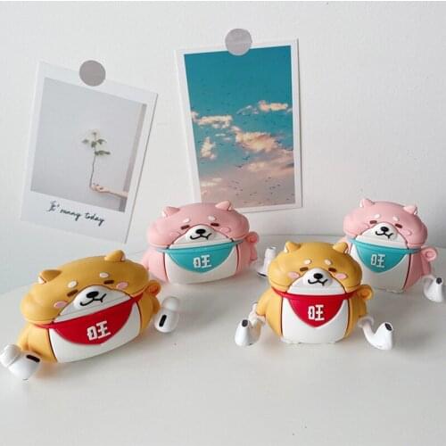 For Airpods Pro 3D Cute Cartoon Shiba Inu Dog Puppy Earpods Case for Apple Airpods 1 2 3 Chinese Words Wireless Earphone Cover