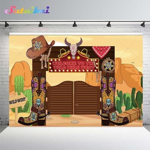 Welcome Wild West Photography Backdrop for Birthday Party Baby Shower Western Cowboy Background Cake Table Decorations Banner