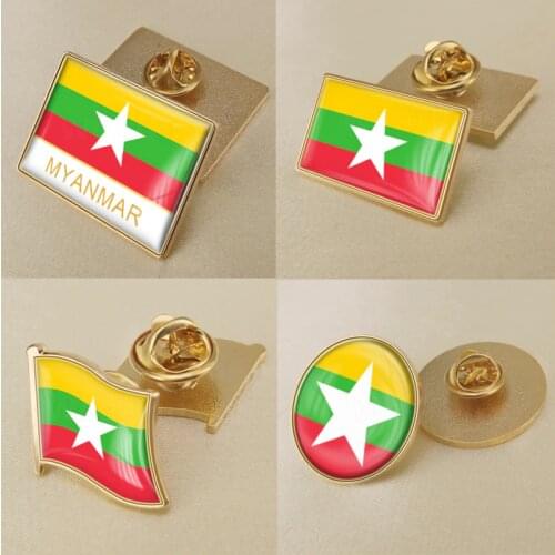 Coat of Arms of Myanmar Burma Burmese MapFlag National Emblem Brooch Badges Lapel Pins