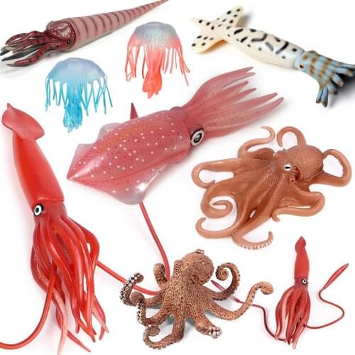 Hot Sale Marine Animal Model Figurines Toys Simulation Squid Octopus Jellyfish Screw PVC Action Figure Kids Educational Toy Gift