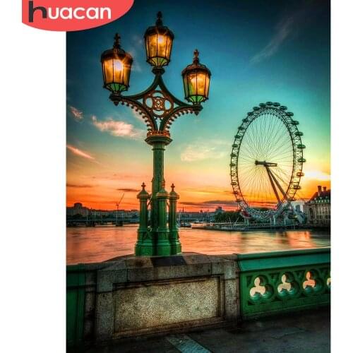 HUACAN Pictures By Numbers City Landscape DIY Frame Painting By Numbers Lake HandPainted Unique Gift Home Decoration 50x65cm