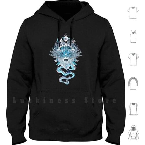 Ursa Hoodie Long Sleeve Polar Bear Animals Wild Ursa Bear Psychedelic Fantasy Magical Totem Spirit Animal