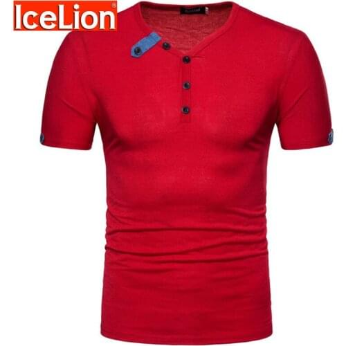 IceLion 2021 New Spring Summer Solid t shirt Man Short Sleeve V Neck Fashion Casual Mens tshirt Camisetas Hombre Dropshipping