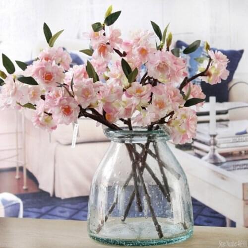 Artificial 3 Branchlets High-end Simulation Cherry Blossoms Plant Flowers Japanese-style Fake Wedding Home Decoration