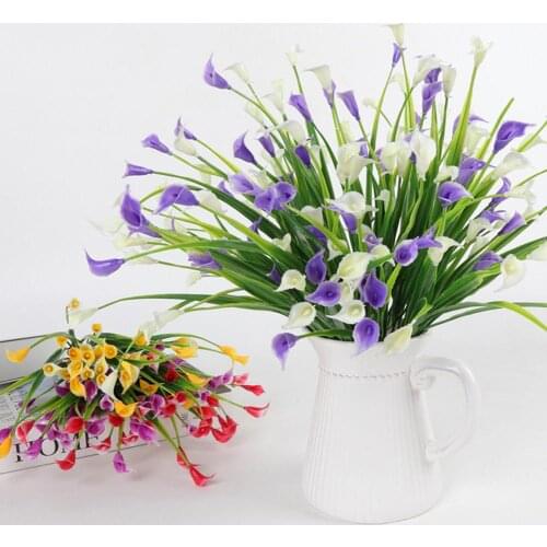 Искусственные растения 1 Bouquet 5 Branches Artificial Calla Lily Flower Wedding Table Plant Home Decor