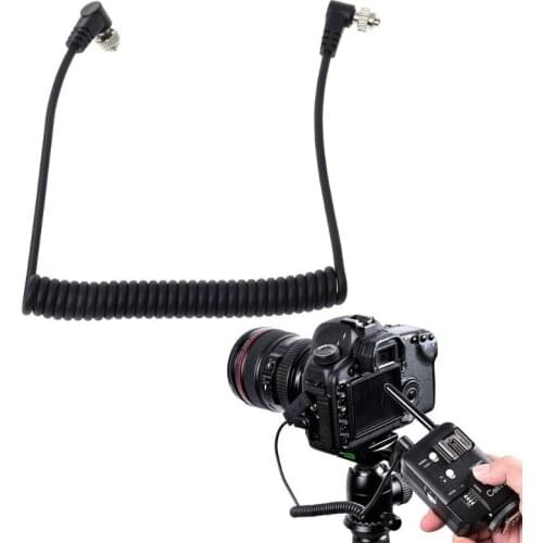 M-M PC Sync Cord Male To Male Flash Spring Cable With Screw Lock for canon