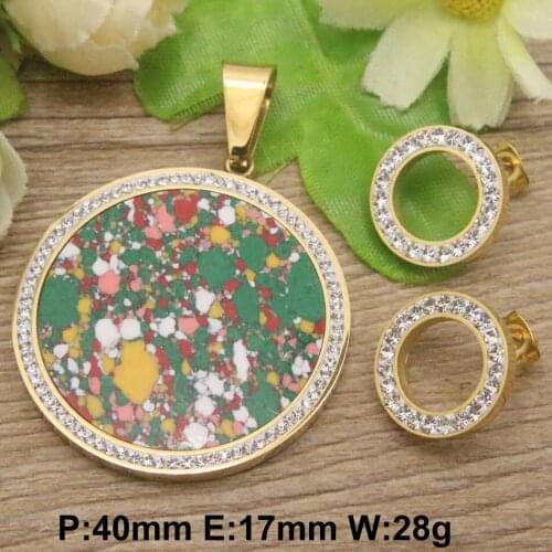 6 Styles Hot New Round Stainless Steel Jewelry Set Stud Earrings And Pendants For Women SBJECFCC