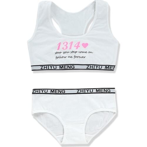 Teenage Clothes Sets Teenager Sport Underwear Training Bra Panties Sets 8-14Y