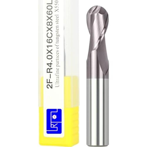 2PCS HRC55 2 flutes R0.5-R10*50-100mm tungsten carbide ball nose end mill CNC machine milling cutter