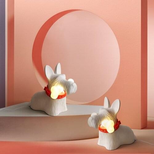 Nordic Creative Puppy Table Lamp Cartoon Personality Design Luminaires for Living Room Bedroom Childrens Room Decor Led Lights
