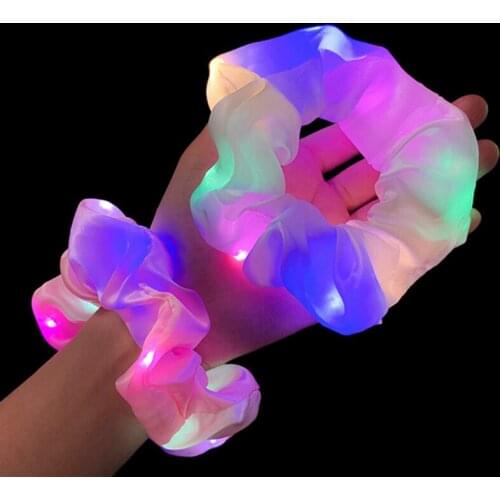 Luminous Scrunchies Girls LED Elastic Accessories Bands Holder Color Ponytail Hair Hair Solid Hairband Headwear