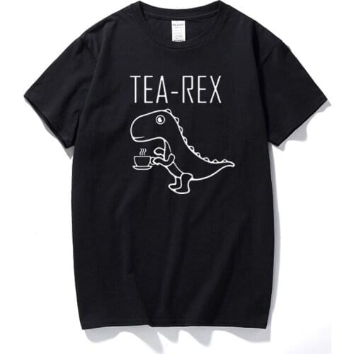Tea rex mens t shirt funny joke pun jurassic dinosaur drink coffee novelty gift Cotton short sleeve t-shirt summer top camisetas