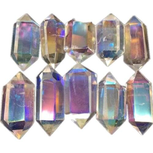 Natural clear quartz crystal Double wand point rieki healing for home decoration 3pcs