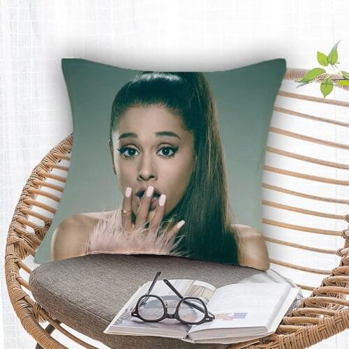 New Arrival Ariana Grande Print Pillow Cover Bedroom Home Office Decorative Pillowcase Square Zipper Pillow Soft No Fade