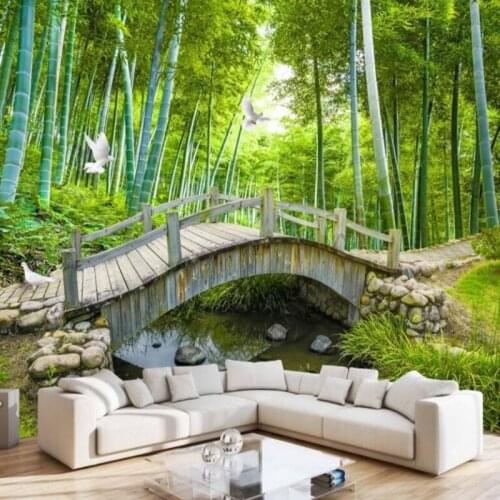 Beibehang papel de parede The custom large] Bridges bamboo 3 d adornment bedroom living room TV setting wall murals wallpaper