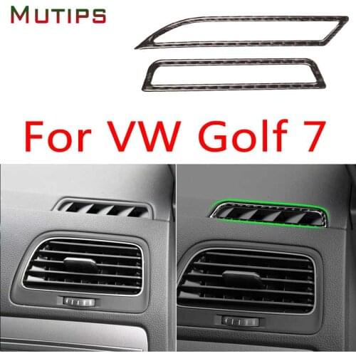 Mutips Car Dashboard Air Outlet Vent Cover Trim Front Frame Carbon Fiber Interior For VW Volkswagen Golf 7 gti mk7 2013-2017