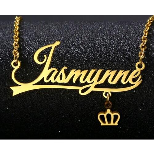 Stainless Steel Custom Name Necklaces for Women Girls Customized Personalized Gold Crown Combination Necklace Pendant Jewelry