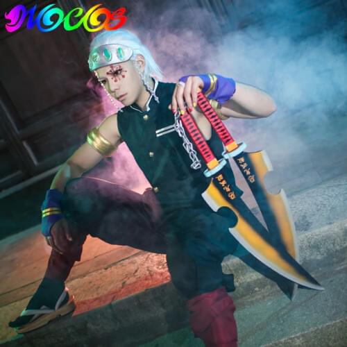 DIOCOS Demon Slayer Kimetsu no Yaiba Uzui Tengen Wigs Cosplay Headwear Costume Props Headband