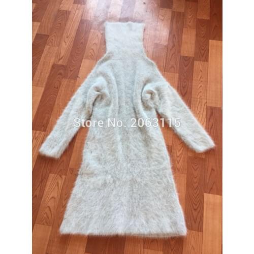 Plush mink cashmere turtleneck sweater long Pullover sweater coat free shipping J51