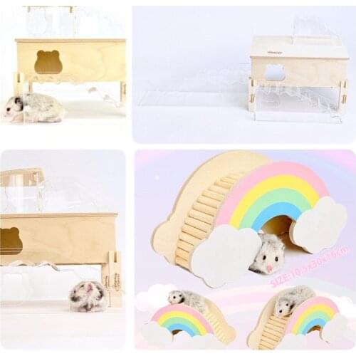 Fully Transparent Acrylic Hamster Ladder Rainbow Clouds Hamster Arch Bridge Hamster Cage Landscaping Supplies Hamster Nest
