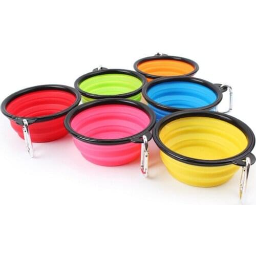 Portable outdoor pet silicone folding bowl dog cat feeding bowl travel portable pet bowl