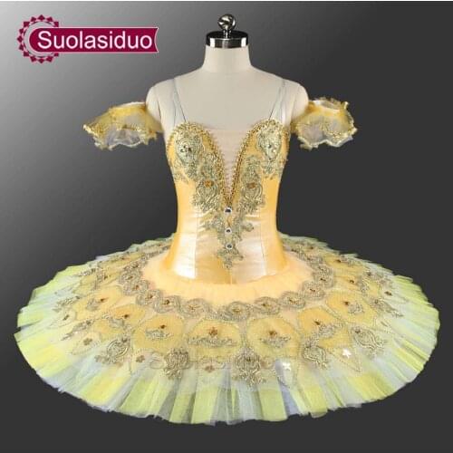 Adult Yellow Professional Ballet Tutu YAGP Perfromance Stage Wear Women Classical Ballet Dance Costumes Girls Dancewear