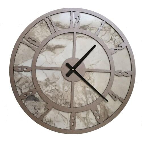 North Designed Ephesus Silver Circle Decorative Wall Clock 48 Cm