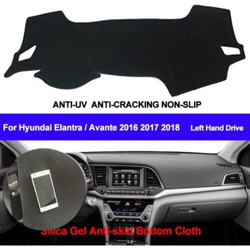 TAIJS Dashboard Cover DashMat Silicone For Hyundai Elantra Avante 2016 2017 2018 Dashmat Pad Sun Shade Dash board Cover