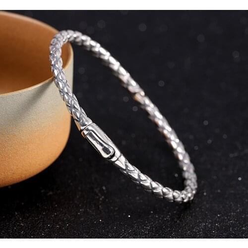 Stylish Vintage Woven Open Bracelet for Both Men and Women 925 Sterling Silver