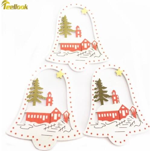 Teellook 100pcs wood creative new year Christmas family shopping mall decoration Christmas tree decoration pendant