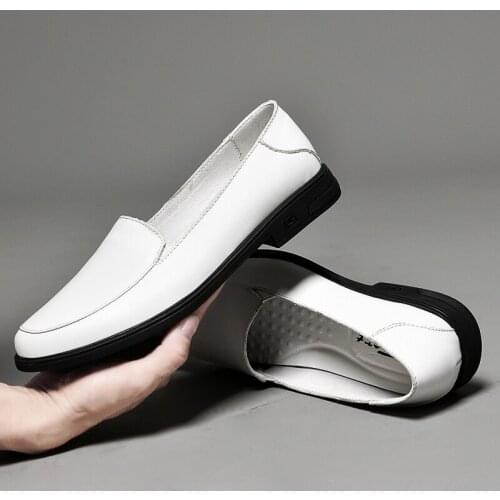 Men Shoes Fashion Flats Casual Genuine Leather Slip-on Stylish for Male Comfortable Light Loafers Shoes Hip Hop Evening Dresses