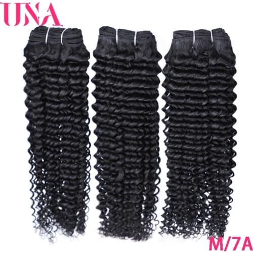 UNA Curly Hair Malaysia Human Hair Bundles 3 Bundles Deal Non-Remy Hair Extensions 300g/lot Color #1B 8"-28" 7A Middles Ratio