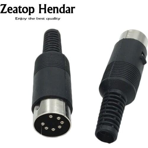 50 pcs High Quality 7 Pin DIN Plug Male Solder Audio Cable Connector with Plastic Handle