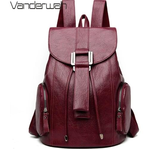 2021 Women Leather Backpacks High Quality Ladies Bagpack Luxury Designer Large Capacity Casual Daypack Sac A Dos Girl Mochilas