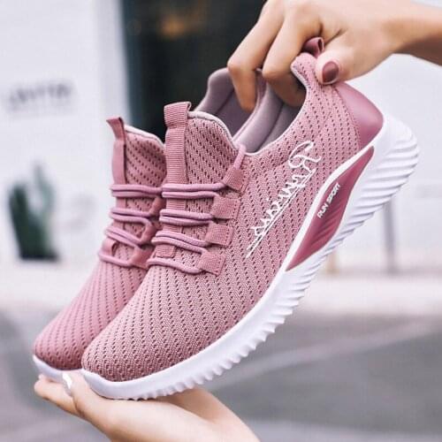 2021 Trend Spring New womens Sports Shoes Sneakers Lace-Up Flying Woven Breathable Shoes Breathable Running Shoes Casual Shoes
