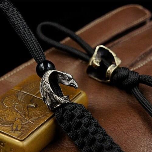 1PC Brass Copper Eagle Knife Pendant DIY Handmade Umbrella Rope Fall EDC Flashlight Falling Key Paracord Beads Accessories Tools