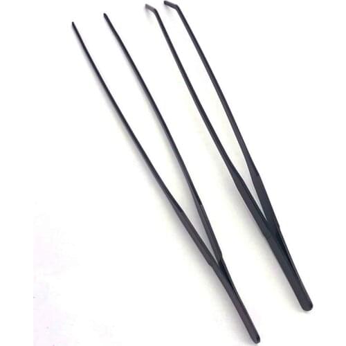 27cm Black Stainless Steel Curved Aquarium Tweezers Aquarium Plants Tweezer Straight Fish Tank Cleaner Fish Tank Accessories