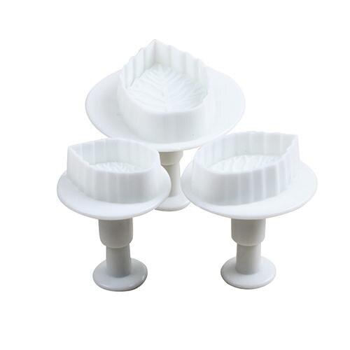 3 Pcs Cake Xmas Leaf Plunger Fondant Decorating Mold Cutter Tools Kitchen Supplies