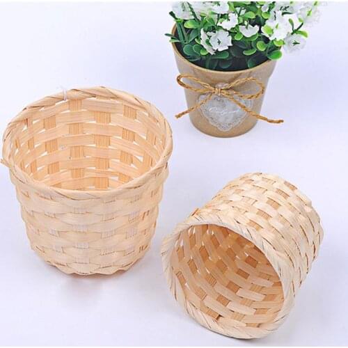4Pcs Bamboo Woven Storage Basket Decorative Flower Basket Sundries Organizer Desktop Sundry Sorting Home Storage Basket