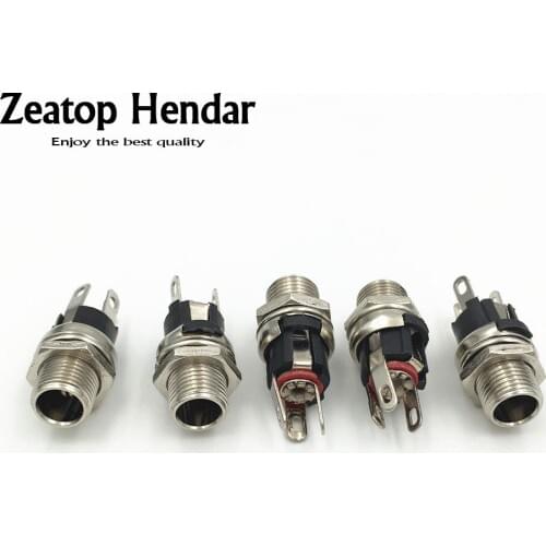 50Pcs Longer Type 5.5 * 2.1mm DC Female Panel Mount DC Power Supply Adapter Metal Jack 5.5-2.1MM Sockets Connector