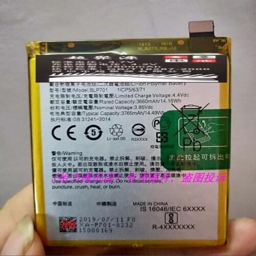 High Capacity Phone Battery BLP701 For OPPO Reno Standard Edition 3660mAh Replacement Batteries with repairs tools