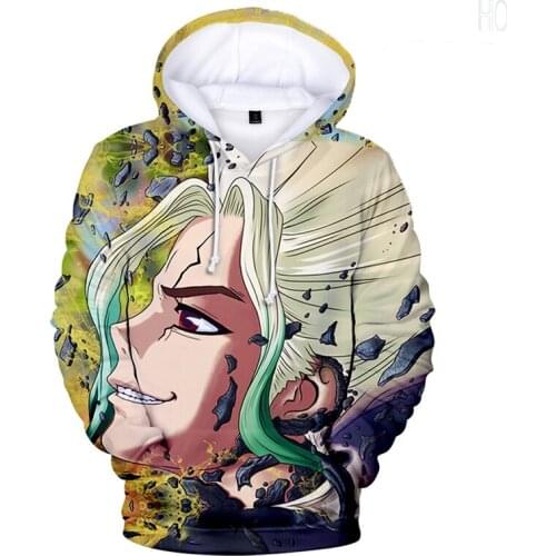 Personality Dr stone 3D Hoodies Anime Dr stone Hoodie sweatshirt Boys/girls Cartoon Clothes Children Pullover Sportswear