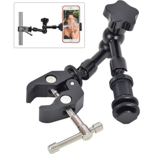 Photo Studio 7" 7Inch Articulating Magic Arm + Super Clamp Holder Bracket for DSLR Rig Camera to Monitor LED Lamp Lighting Set