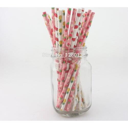 HPYDIY Fruit Paper Straws Cake Pop Sticks Engagement Party Decorations Event Party Supply Watermelon Strawberry Pineapple
