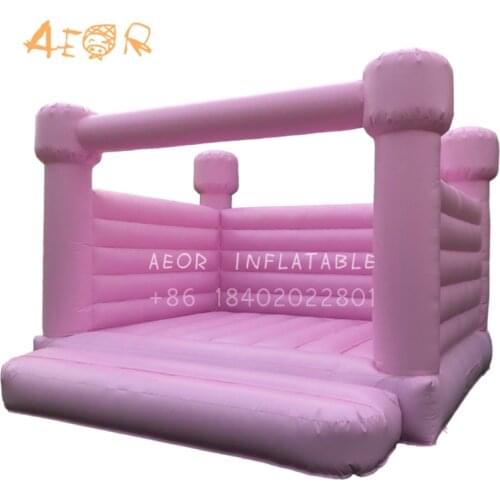 Commercial adults kids inflatable pastel pink wedding bouncy castle white bounce house for sale