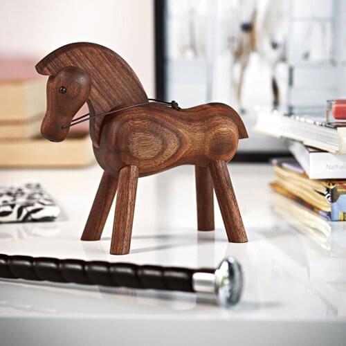 Creative living room animal pony solid wood products decoration crafts