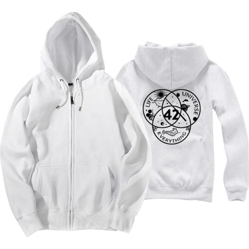 Life Universe Everything 42 Dolphin Flower Sun Ball Cloud Man Boy Coat Full Zip Hoodie Fleece Hooded Jacket Autumn Winter ZIIART