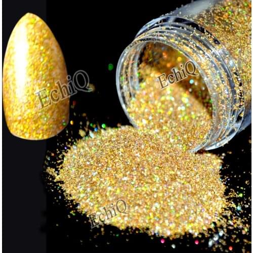 Laser Gold Nail Glitter Holographic Sequins Nail Paillettes Bling UV Nail Tool Sparkle Glitter 0.2mm Laser Glitter Dust N47