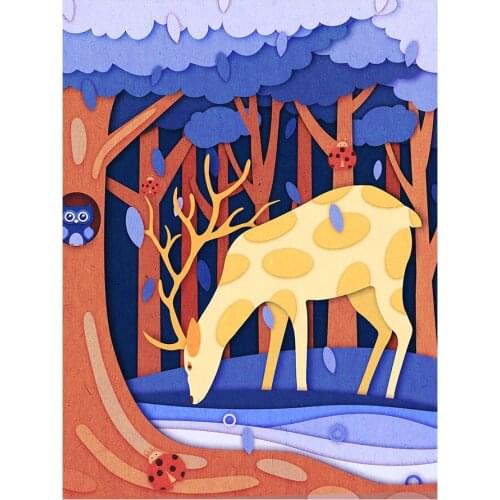 Forest Cartoon Deer Diamond Painting Round Full Drill Animal Nouveaute DIY Mosaic Embroidery 5D Cross Stitch Home Decor Gifts
